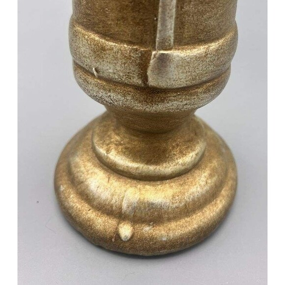 Victorian 3 Set Gold Antiqued Gilded Candleholders Christmas Angel Santa Snowman - Picture 3 of 16